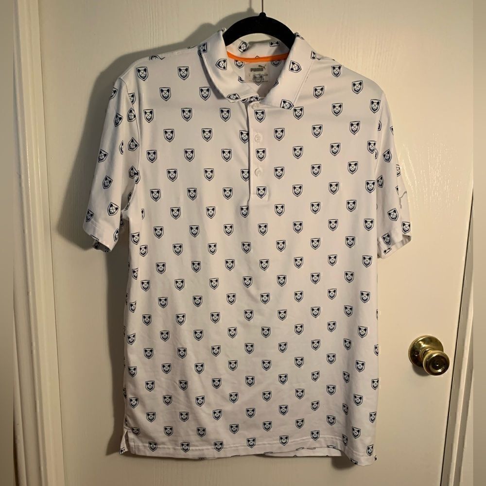Puma X Skull EUC white/navy blue polo shirt Size Small
